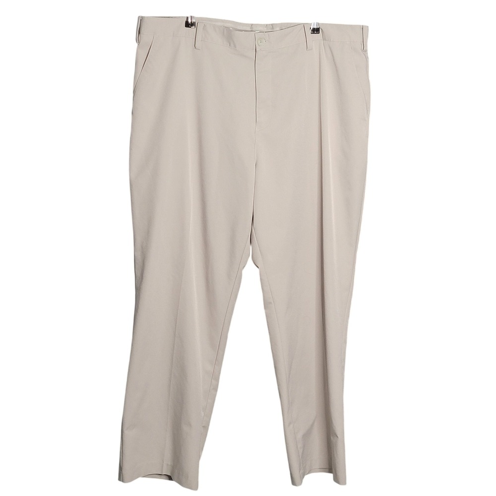 Adidas Golf Pants Climalite 40x30 Khaki Tan Flat‎ Front Performance Polyester